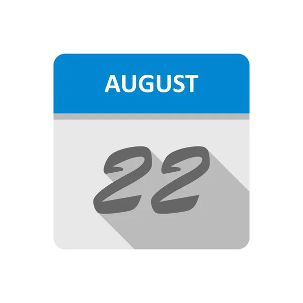 22 Agosto Data in un Calendario Unico Giorno — Foto Stock