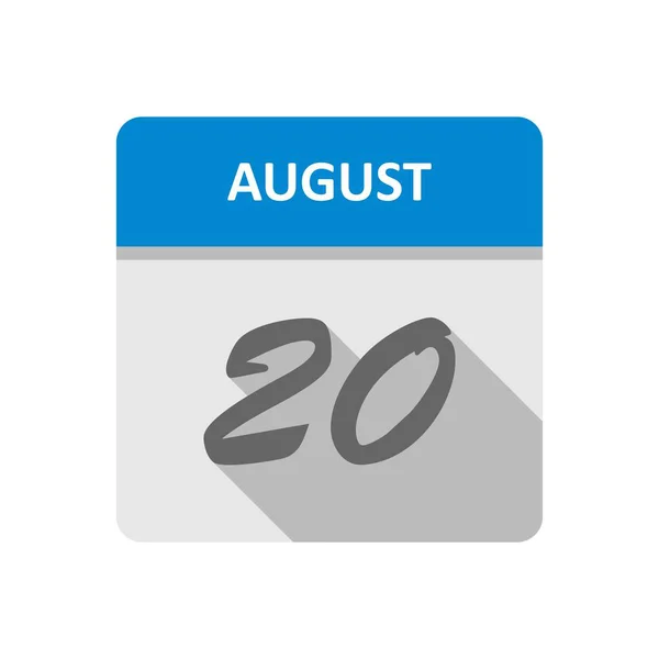 20 de agosto Data em um calendário único dia — Fotografia de Stock