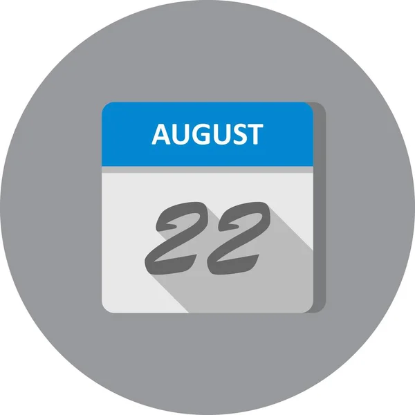 22 Agosto Data in un Calendario Unico Giorno — Foto Stock