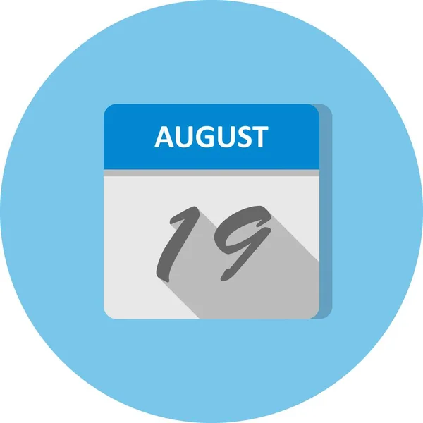 19 de agosto Data em um único dia Calendário — Fotografia de Stock