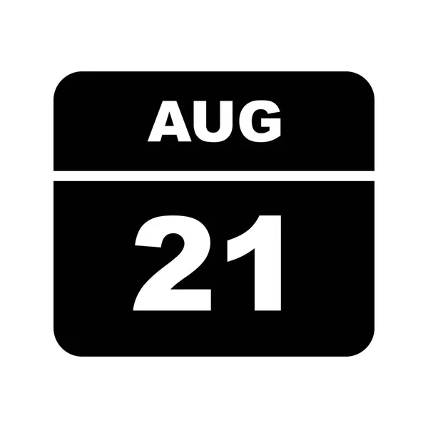 21 sierpnia Data w kalendarzu jednodniowe — Zdjęcie stockowe