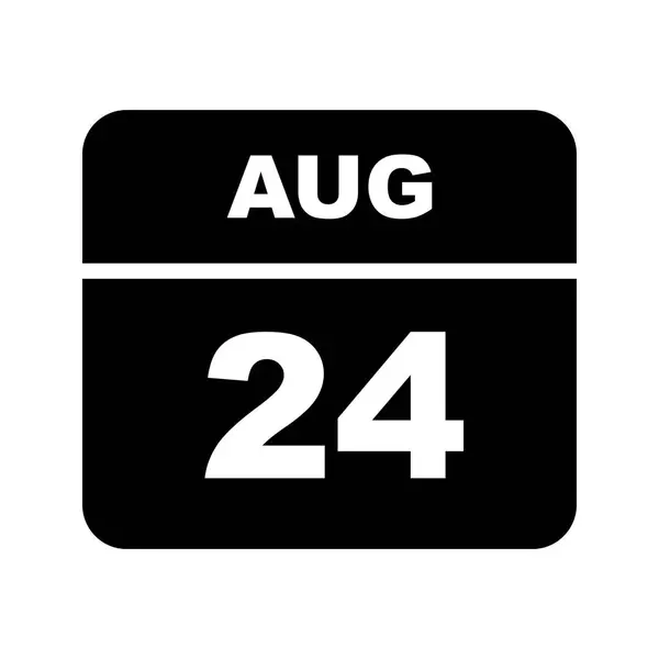 24 Agosto Data in un Calendario Unico Giorno — Foto Stock