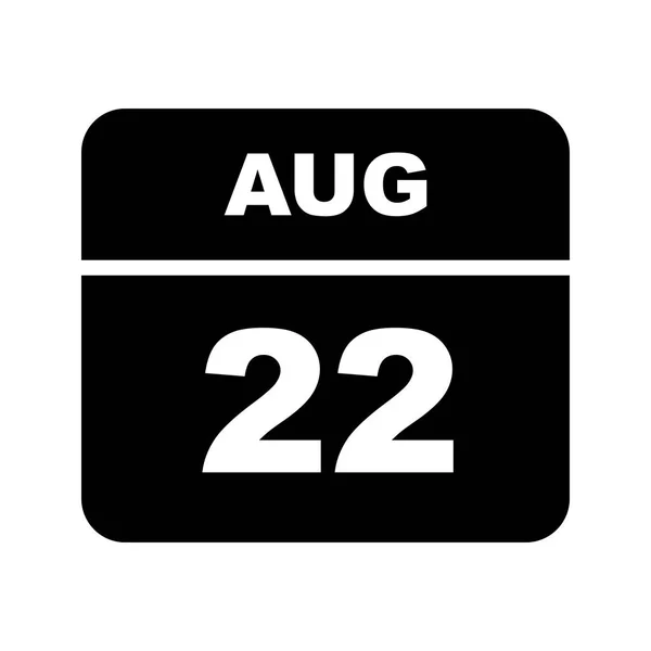 22 Agosto Data in un Calendario Unico Giorno — Foto Stock