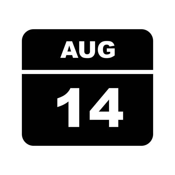 14 серпня дата на один день календар — стокове фото