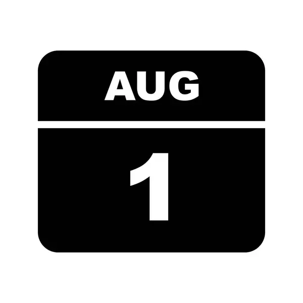 1 серпня дата на один день календар — стокове фото