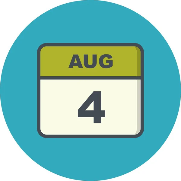4. August Datum an einem einzigen Tag Kalender — Stockfoto