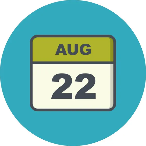 22 Agosto Data in un Calendario Unico Giorno — Foto Stock