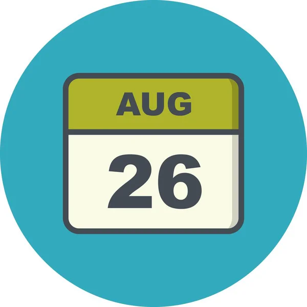 26 Agosto Data in un Calendario Unico Giorno — Foto Stock