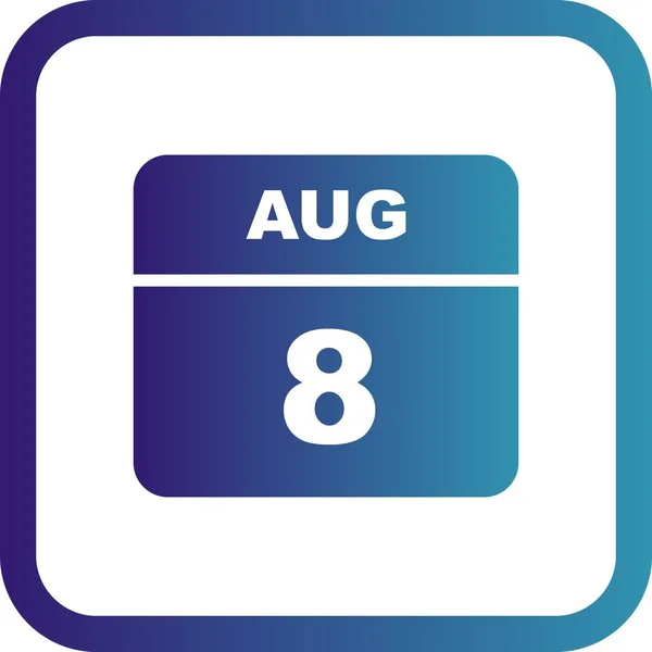 8 août Date sur un calendrier d'un seul jour — Photo