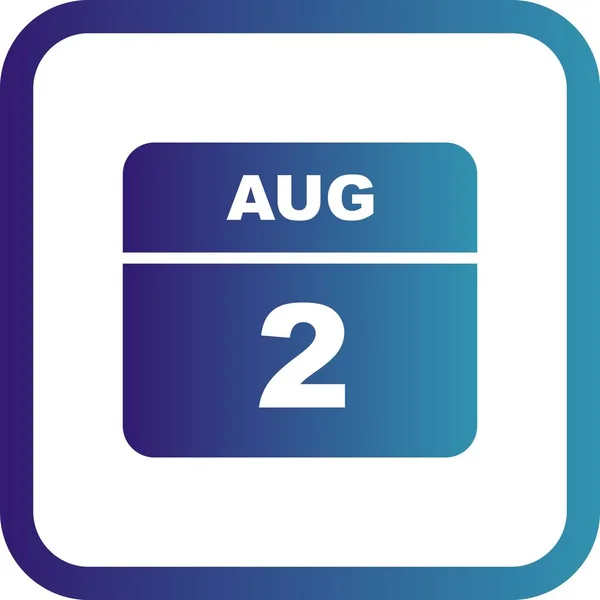 2ο Αυγούστου ημερομηνία σε ημερολόγιο μίας ημέρας — Φωτογραφία Αρχείου