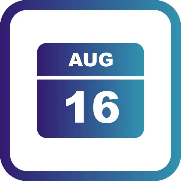 16 de agosto Fecha en un calendario de un solo día —  Fotos de Stock
