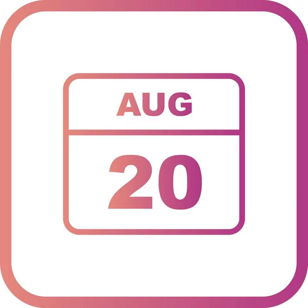 20 augustus datum op een kalender met één dag — Stockfoto