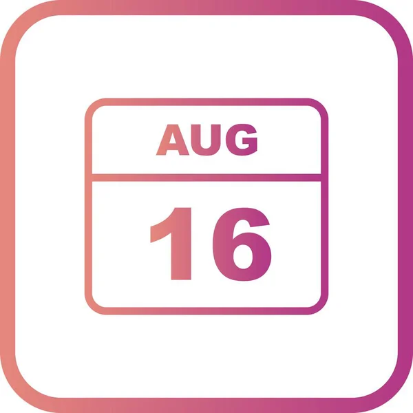 16 augusti datum på en enda dag kalender — Stockfoto