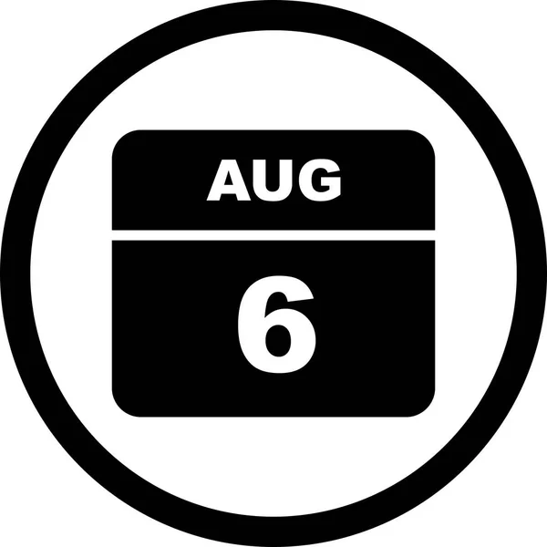6ο Αυγούστου ημερομηνία σε ημερολόγιο μίας ημέρας — Φωτογραφία Αρχείου