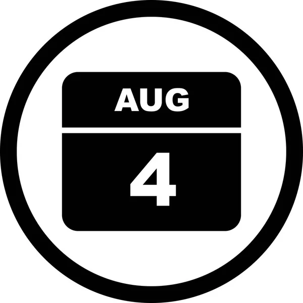 4 Agosto Data su un Calendario Unico Giorno — Foto Stock
