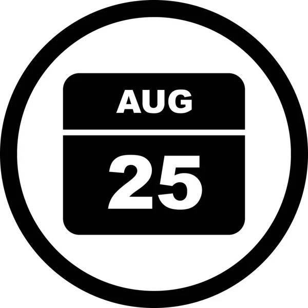 25 Agosto Data in un Calendario Unico Giorno — Foto Stock