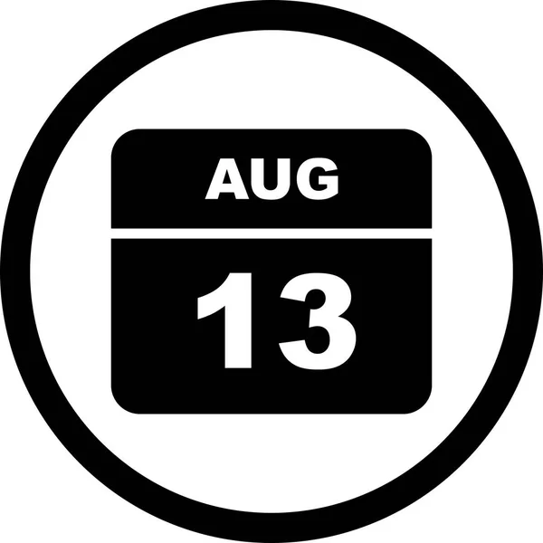 13 août Date sur un calendrier d'un seul jour — Photo