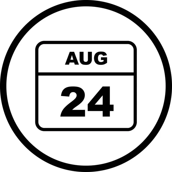 24 Agosto Data in un Calendario Unico Giorno — Foto Stock