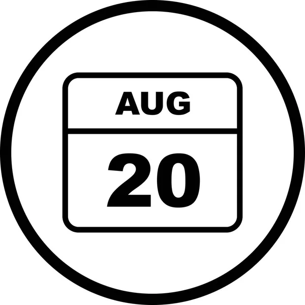 20 augusti datum på en enda dag kalender — Stockfoto