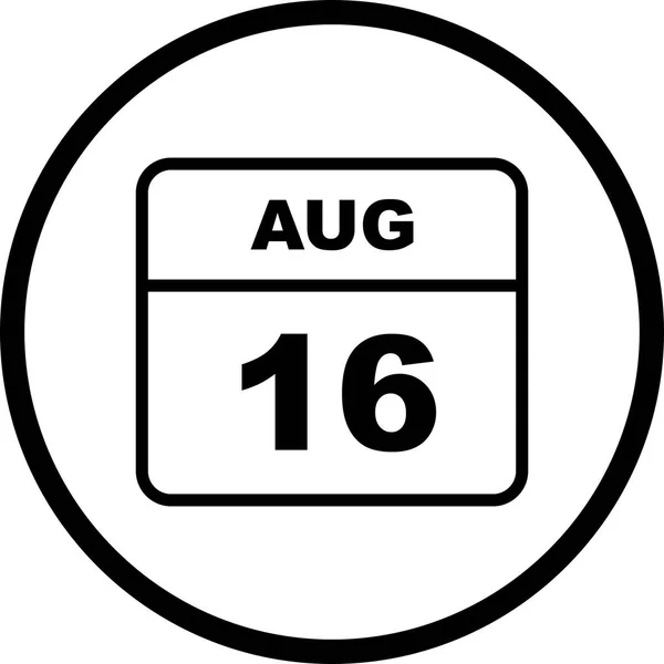 16th Αυγούστου ημερομηνία σε ένα ημερολόγιο — Φωτογραφία Αρχείου