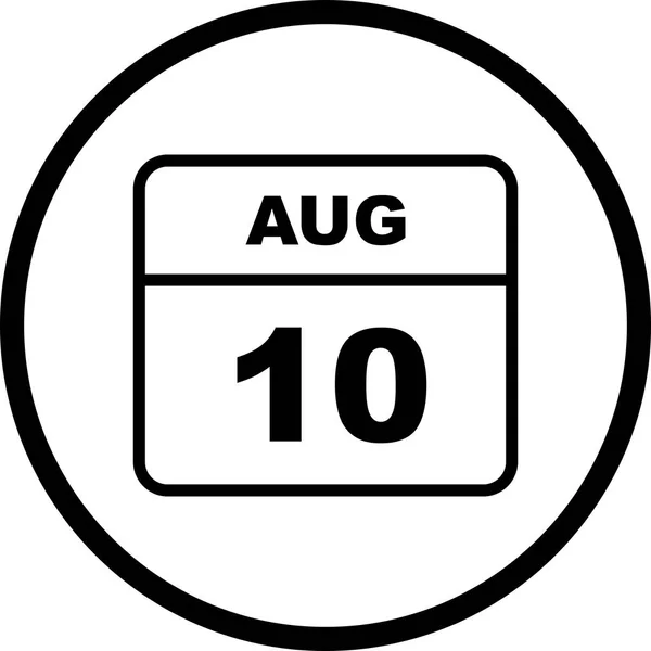 10 серпня дата на один день календар — стокове фото