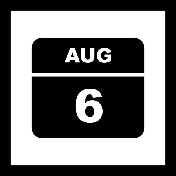 6 серпня дата на один день календар — стокове фото