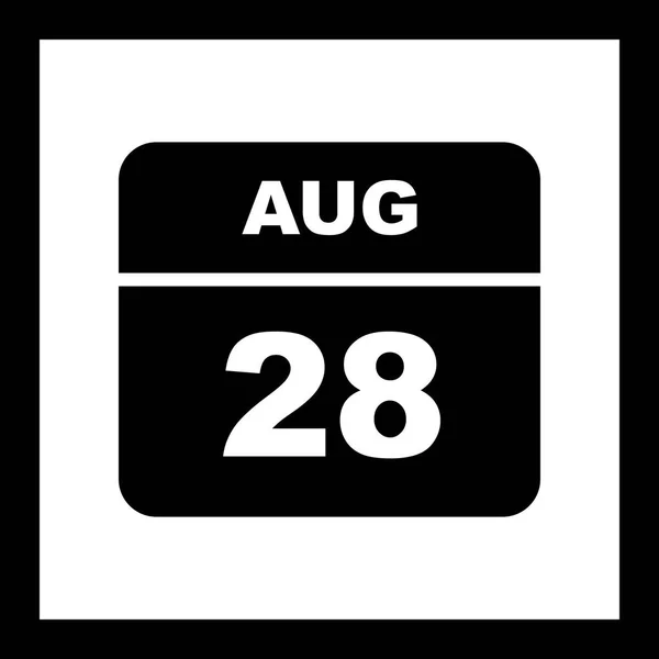Дата 28 августа в календаре одного дня — стоковое фото