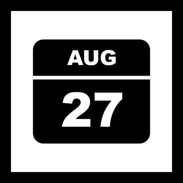 8 月 27 日单日日历上的日期 — 图库照片