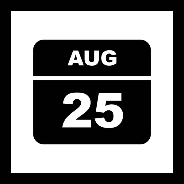 25th Αυγούστου ημερομηνία σε ημερολόγιο μίας ημέρας — Φωτογραφία Αρχείου