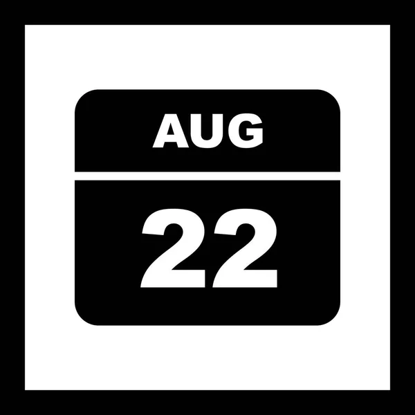 22 de agosto Data em um calendário único dia — Fotografia de Stock