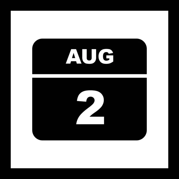 2 Agosto Data su un Calendario Unico Giorno — Foto Stock