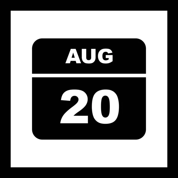 20th Αυγούστου ημερομηνία σε ημερολόγιο μίας ημέρας — Φωτογραφία Αρχείου