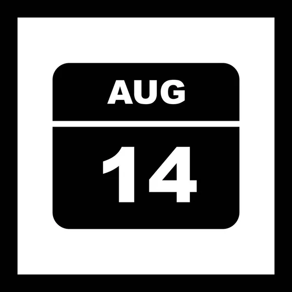 14 augustus datum op één dag kalender — Stockfoto