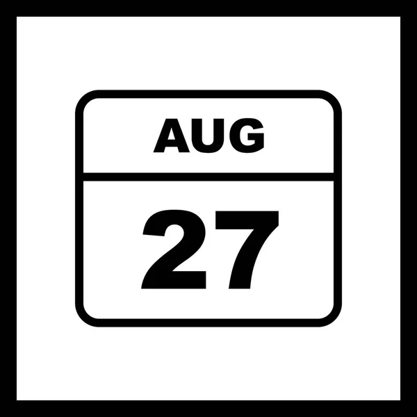 27 Agosto Data in un Calendario Unico Giorno — Foto Stock