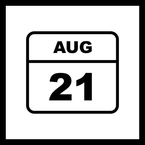 21 de agosto Data em um calendário único dia — Fotografia de Stock