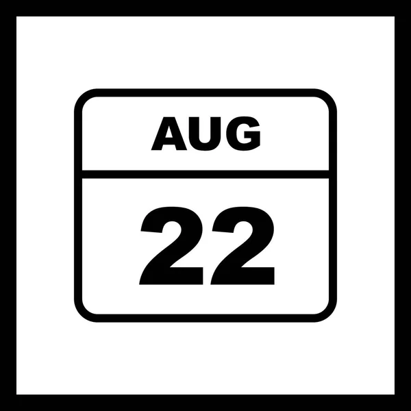 22 Agosto Data in un Calendario Unico Giorno — Foto Stock