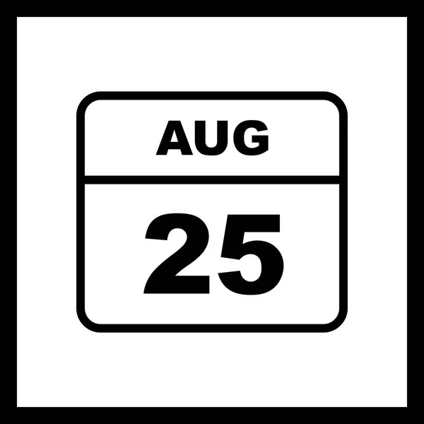 25 sierpnia Data w kalendarzu jednodniowe — Zdjęcie stockowe