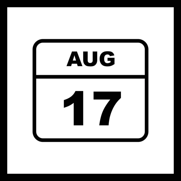 17 серпня дата на один день календар — стокове фото