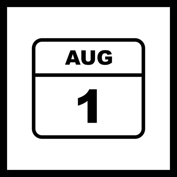1 de agosto Fecha en un calendario de un solo día —  Fotos de Stock