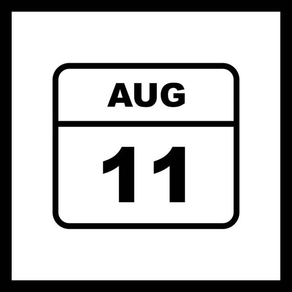 11 sierpnia Data w kalendarzu jednodniowe — Zdjęcie stockowe