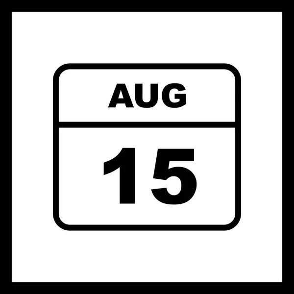 15 augustus datum op één dag kalender — Stockfoto