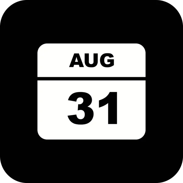 31 Agosto Data in un Calendario Unico Giorno — Foto Stock