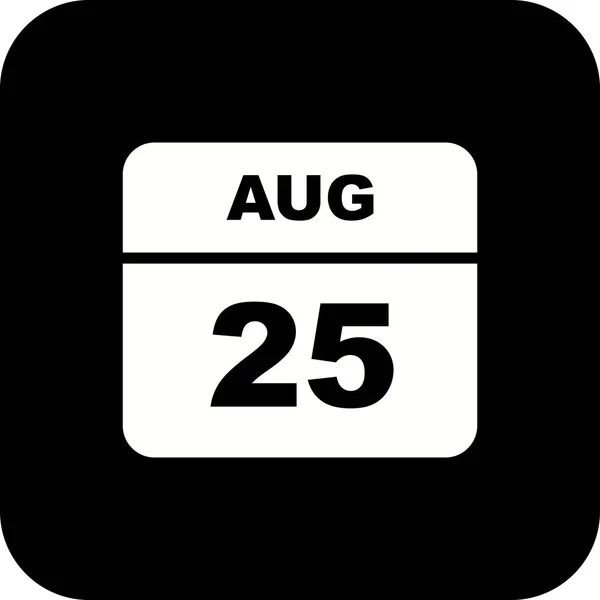 25 Agosto Data in un Calendario Unico Giorno — Foto Stock