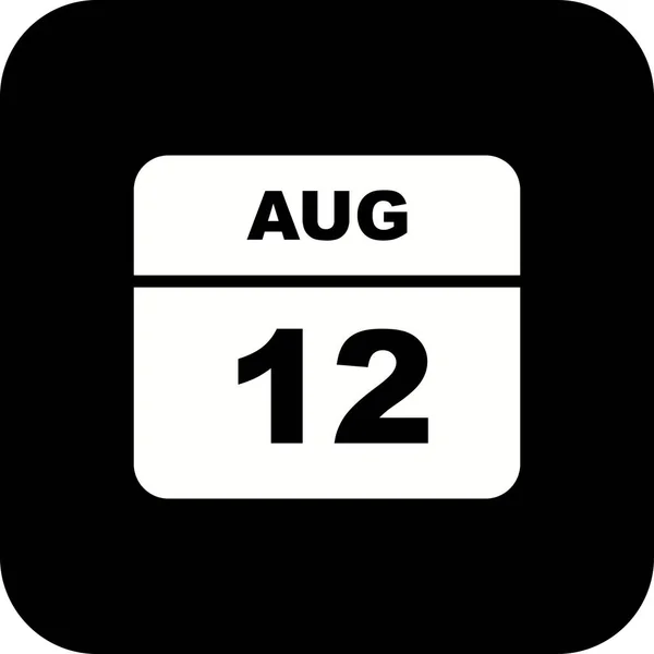 12. August Datum an einem einzigen Tag Kalender — Stockfoto