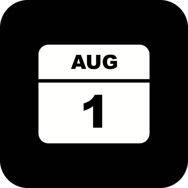 1 серпня дата на один день календар — стокове фото