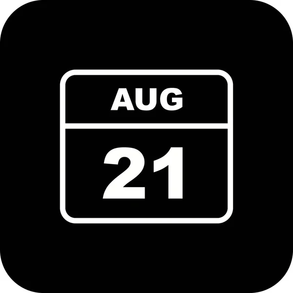 21 Agosto Data su un Calendario Unico Giorno — Foto Stock