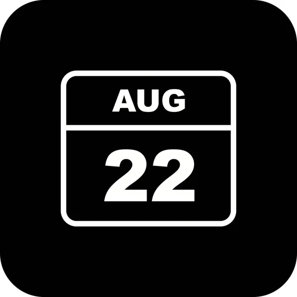 22nd Αυγούστου ημερομηνία σε ημερολόγιο μίας ημέρας — Φωτογραφία Αρχείου