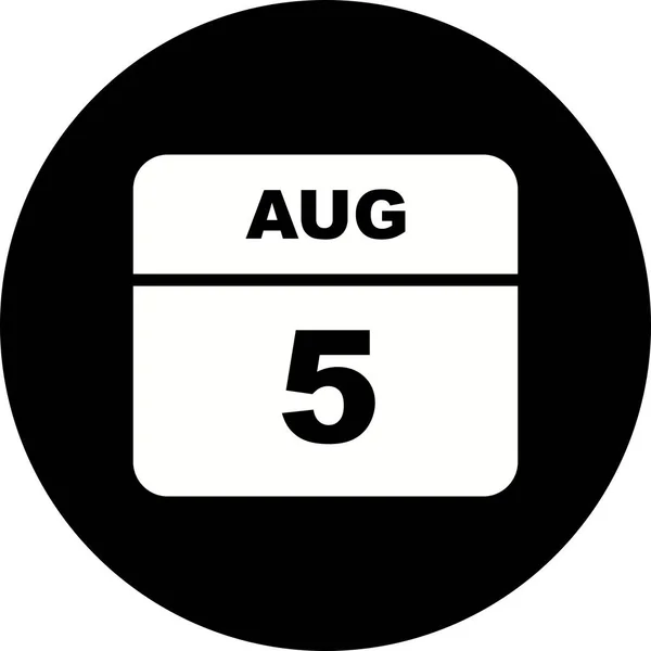 5. August Datum an einem einzigen Tag Kalender — Stockfoto