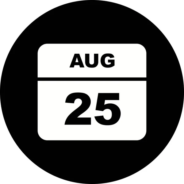 25 Agosto Data in un Calendario Unico Giorno — Foto Stock