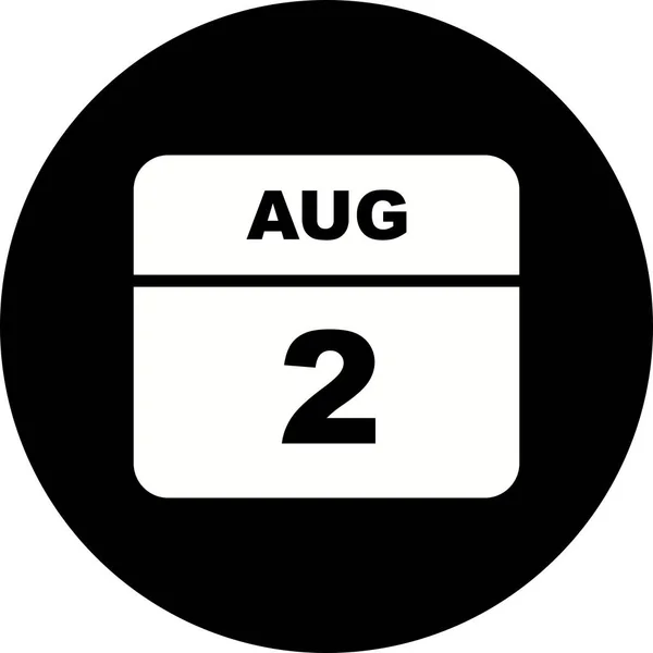 2 Agosto Data su un Calendario Unico Giorno — Foto Stock